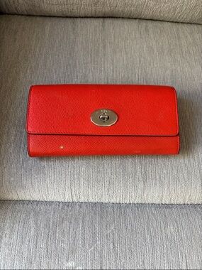 Orange Leather Turn-Lock Wallet by Coach